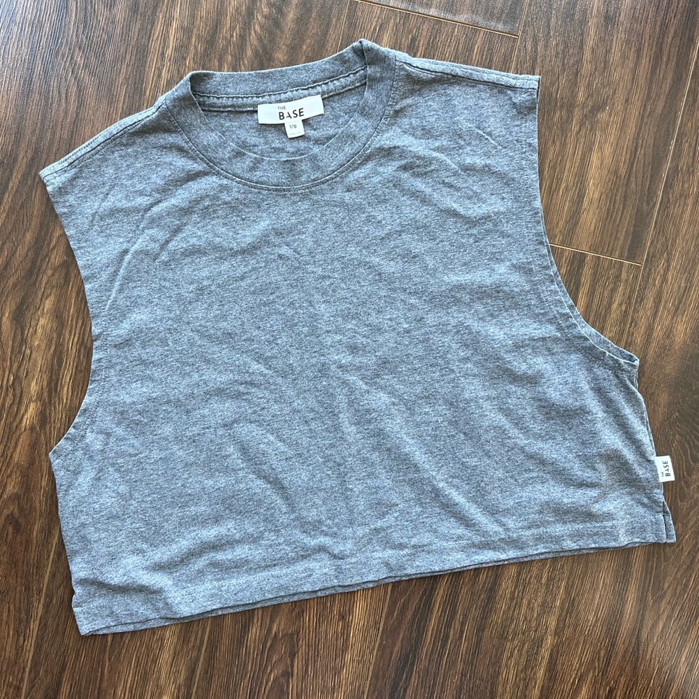 The Latest Scoop Gray Cropped Tank Top